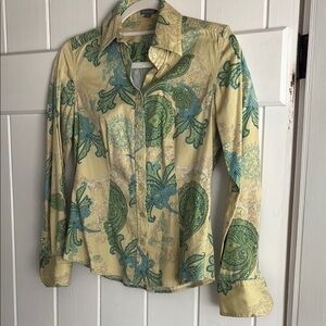Floral Green and Cream Women's Top